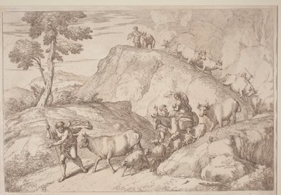 Een Oude Herder die de Kudde Leidt door after Giovanni Benedetto Castiglione Gaetano Zompini