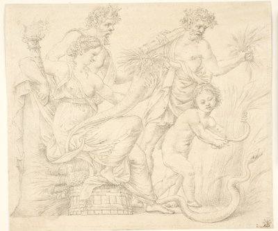 Persephone en Dionysus door after Giulio Romano