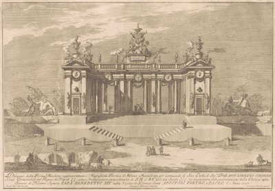 De Prima Macchina voor de Chinea van 1757: De zuilengang van het Atheense Lyceum door after Giuseppe Palazzi Giuseppe Pozzi after Paolo Posi