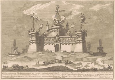 De Tweede Macchina voor de Chinea van 1757: Het Fort van Luilekkerland door after Giuseppe Palazzi Giuseppe Pozzi after Paolo Posi