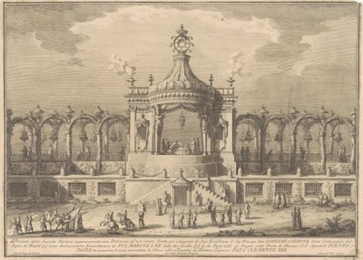 De Seconda Macchina voor de Chinea van 1760: Een Chinoiserie Paviljoen door after Giuseppe Palazzi Giuseppe Vasi after Paolo Posi