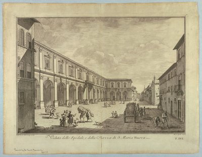 Zicht op Florence, Plaat uit "Scelta di XXIV Vedute delle principali contrade, piazze, chiese, e palazzi della Città di Firenze" door after Giuseppe Zocchi