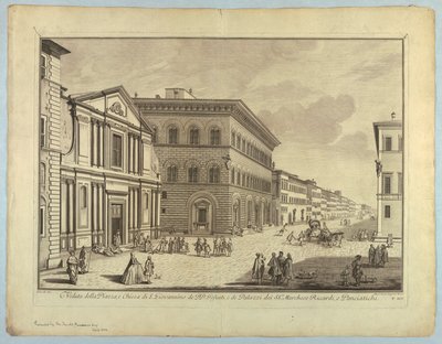 Uitzicht op Florence, plaat uit "Scelta di XXIV Vedute delle principali contrade, piazze, chiese, e palazzi della Città di Firenze" door after Giuseppe Zocchi