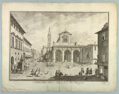 Uitzicht op Florence, plaat uit "Scelta di XXIV Vedute delle principali contrade, piazze, chiese, e palazzi della Città di Firenze" door after Giuseppe Zocchi