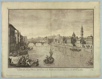 Uitzicht op Florence, plaat uit "Scelta di XXIV Vedute delle principali contrade, piazze, chiese, e palazzi della Città di Firenze" door after Giuseppe Zocchi