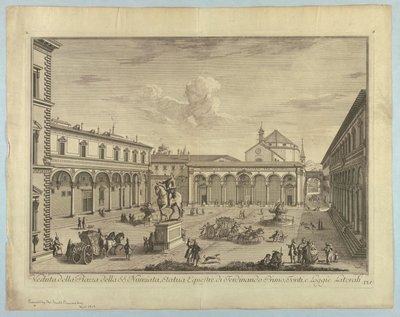 Gezicht op Florence, Plaat uit "Scelta di XXIV Vedute delle principali contrade, piazze, chiese, e palazzi della Città di Firenze" door after Giuseppe Zocchi