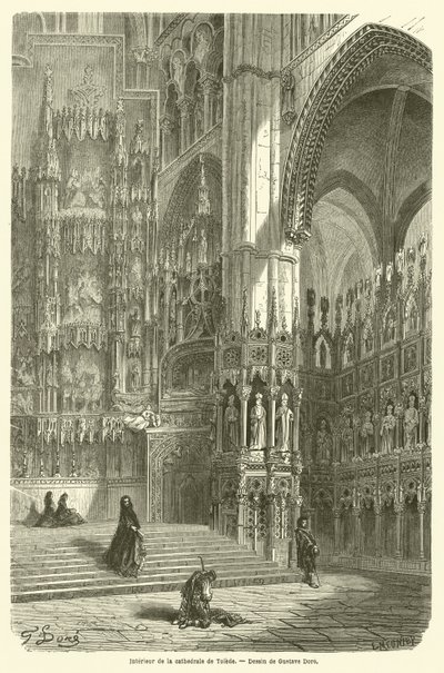 Interieur van de kathedraal van Toledo door Gustave after Dore