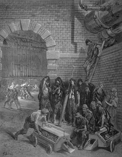Lambeth Gasfabriek, uit Londen, een Pelgrimage, geschreven door William Blanchard Jerrold door Gustave after Dore