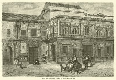 Paleis van het stadhuis, Sevilla door Gustave after Dore