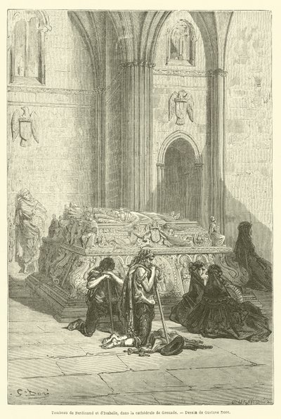 Graf van Ferdinand en Isabella, in de kathedraal van Granada door Gustave after Dore