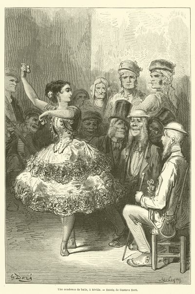 Een dansacademie in Sevilla door Gustave after Dore