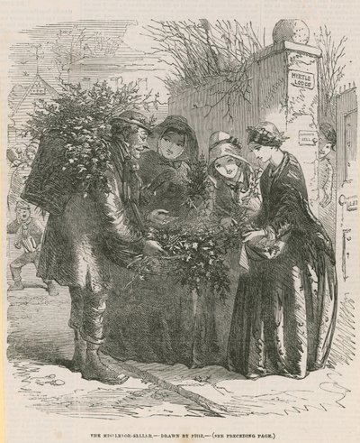 De maretakverkoper (gravure) door after Hablot Knight Browne