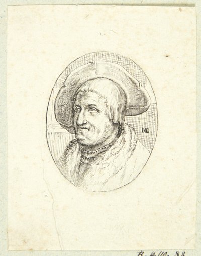 Fantasieportret van oude man met hoed door after Hendrick Goltzius