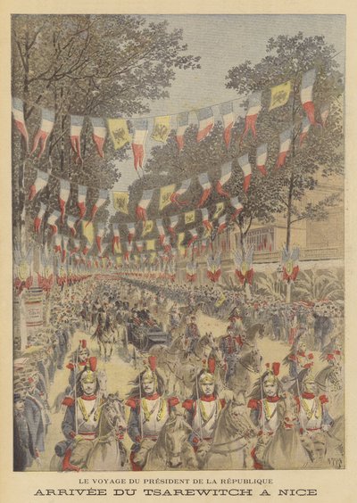 Aankomst van de Russische tsarevitsj in Nice door after Henri Meyer