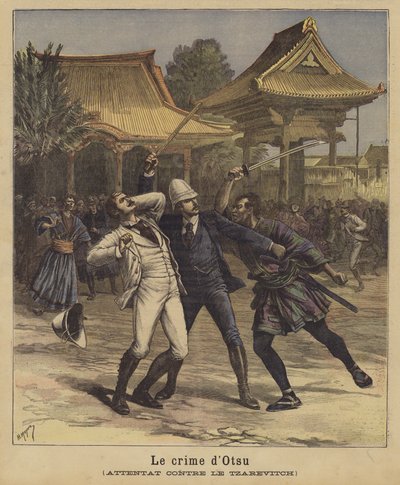 Moordaanslag op tsarevitsj Nicolaas van Rusland, Otsu, Japan, 1891 door after Henri Meyer