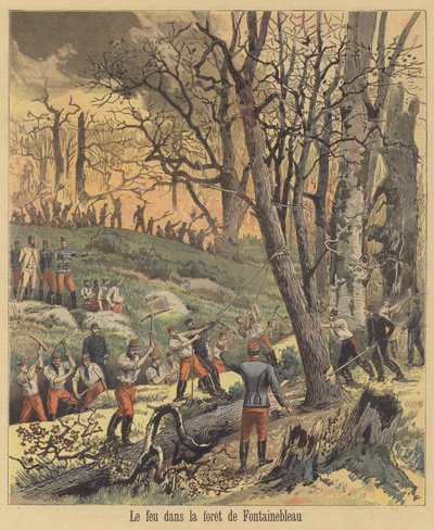 Brand in het Bos van Fontainebleau door after Henri Meyer