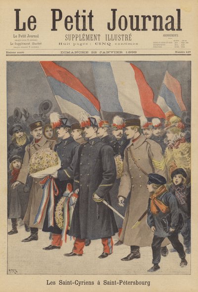 Franse legerofficieren van de Saint-Cyr militaire academie op bezoek in Sint-Petersburg door after Henri Meyer