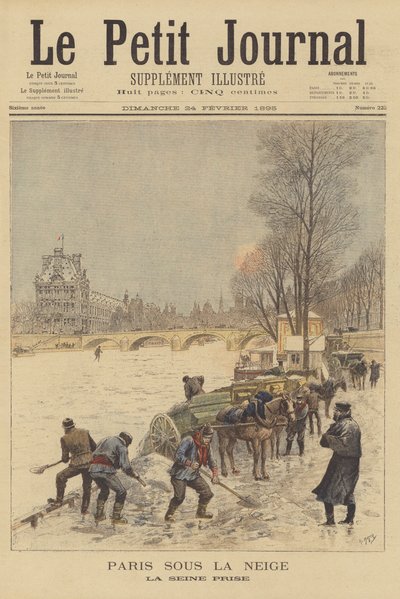 Parijs onder de sneeuw. De bevroren rivier de Seine door after Henri Meyer