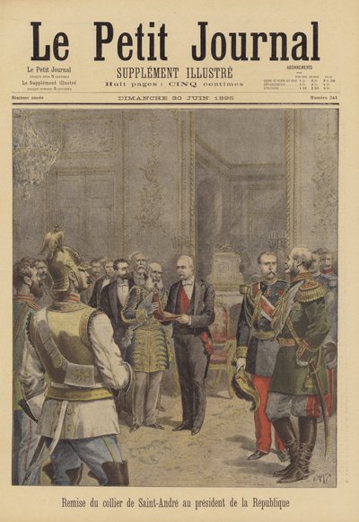 President Faure van Frankrijk ontvangt de Orde van Sint-Andreas van de Russische ambassadeur door after Henri Meyer