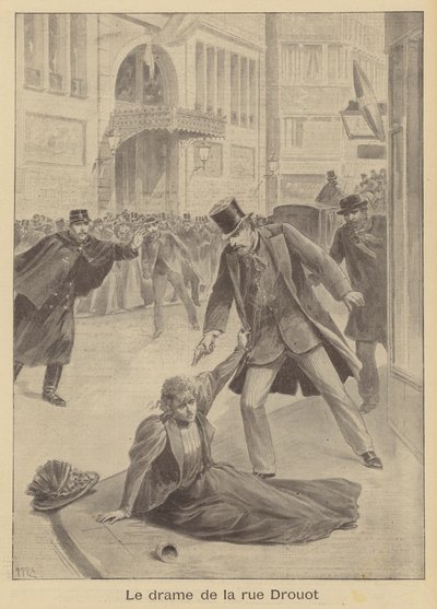 Schietpartij op de Rue Drouot, Parijs door after Henri Meyer