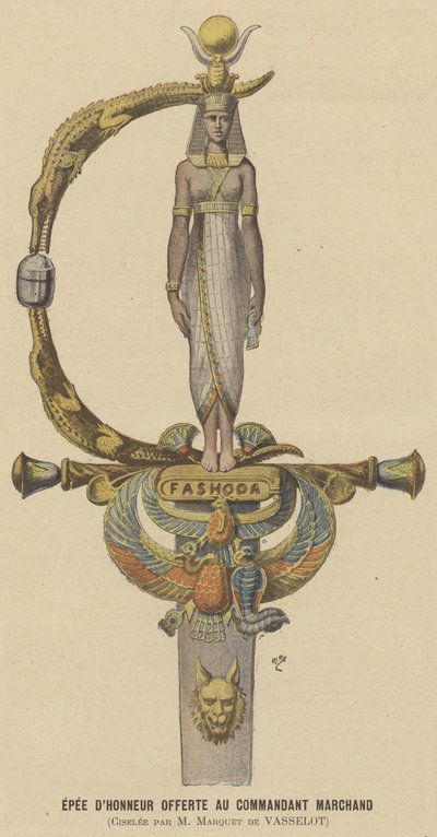 Eerwaarde Zwaard toegekend aan Majoor Jean-Baptiste Marchand door after Henri Meyer