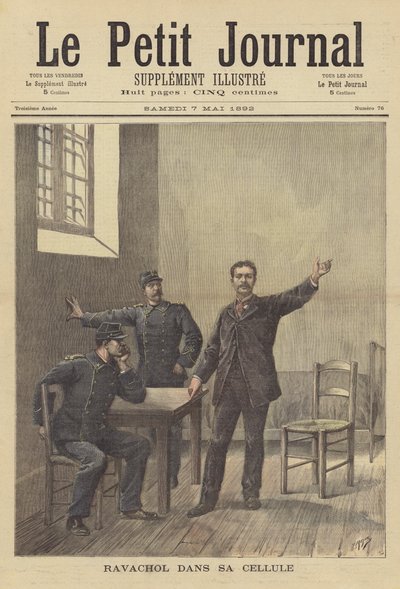 De Franse anarchist Ravachol in zijn gevangeniscel door after Henri Meyer