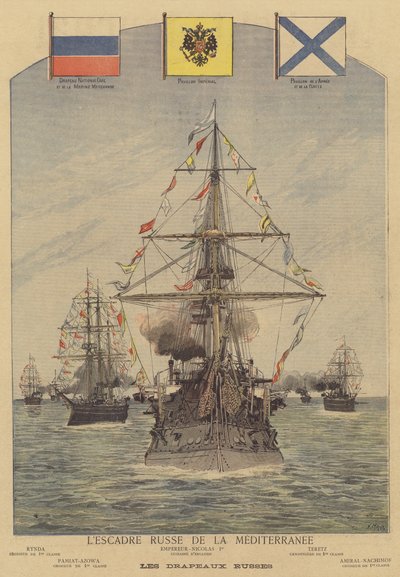Het Russische eskader in de Middellandse Zee door after Henri Meyer