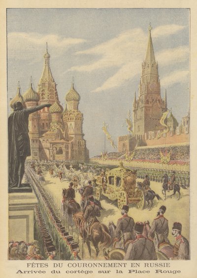 De kroning van tsaar Nicolaas II en tsarina Alexandra van Rusland door after Henri Meyer