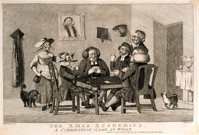 De X.mas Academics Een combinatiespel bij whist, 1773 door after Henry William Bunbury