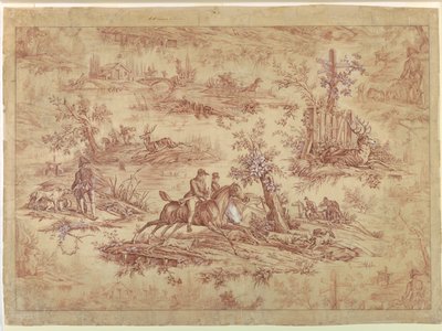 Cartoon voor Katoen Gedrukt Textiel, La Route de Jouy door after Horace Vernet