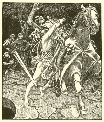 Sir Kay en de bosgek door after Howard Pyle