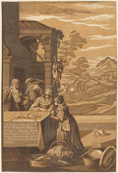 Dives en Lazarus (linker paneel) door after Jacopo Bassano John Baptist Jackson