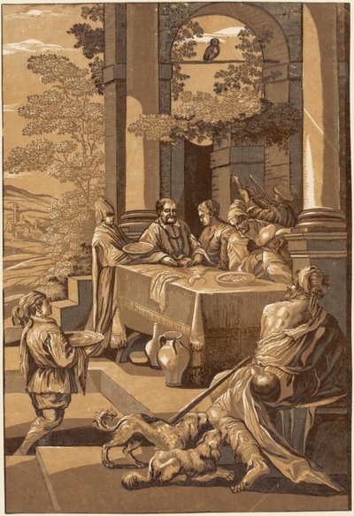 Dives en Lazarus (Rechter Paneel) door after Jacopo Bassano John Baptist Jackson