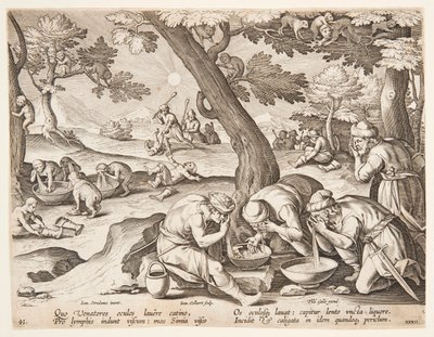 Apen die jagers imiteren door after Jan van der Straet, called Stradanus