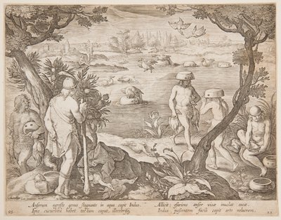 Ganzen vangen door after Jan van der Straet, called Stradanus