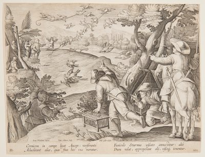 Vogelvangst door after Jan van der Straet, called Stradanus