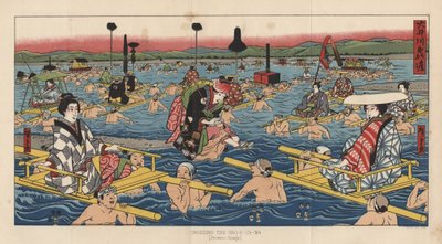 Oversteek van de Oho-E-Ga-Wa, provincie Suraga door after Japanese School