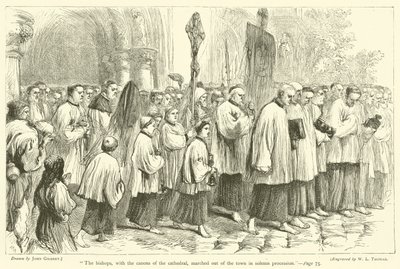 De bisschoppen, met de kanunniken van de kathedraal, marcheerden plechtig de stad uit door after John Gilbert