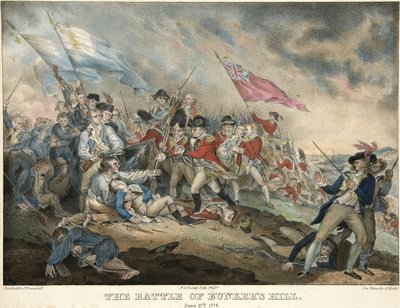 De Slag bij Bunkers Hill, 17 juni 1775, gegraveerd door Alfred Hoffy, gepubliceerd 1786 door after John Trumbull