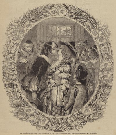 Oude Engelse gewoonte, groeten ter ere van de Drie-eenheid door after Joseph Kenny Meadows