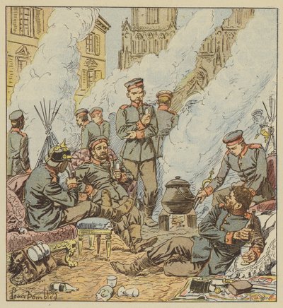 Na de strijd bij Orleans, De Duitsers in de straten van de stad door after Louis Charles Bombled