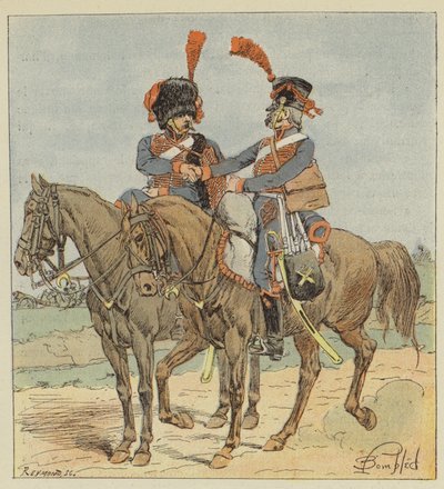 Rijdende artillerie van de garde en de linie door after Louis Charles Bombled