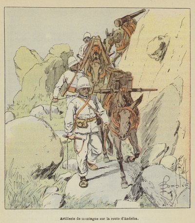 Bergartillerie op de weg naar Andriba door after Louis Charles Bombled
