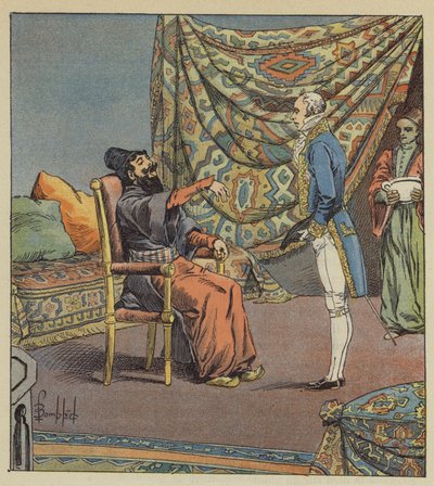 Asker-Khan, ambassadeur van Perzië, houdt Marbois, president van de Rekenkamer, voor de dokter door after Louis Charles Bombled
