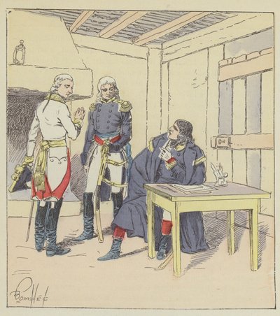 Bonaparte, Serurier en Klenau in Roverbello door after Louis Charles Bombled