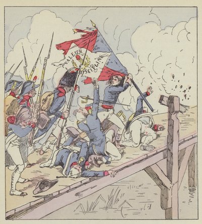 Bonaparte bij de brug van Arcole door after Louis Charles Bombled