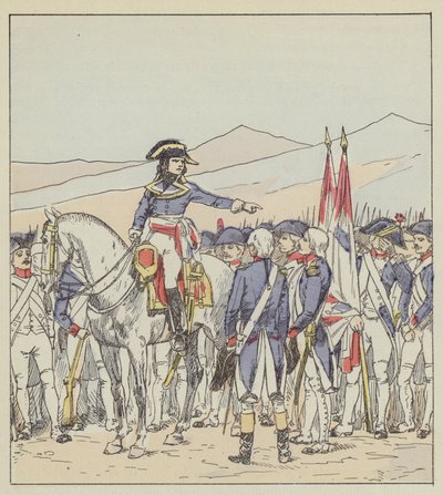 Bonaparte berispt de 85e en de 39e van de divisie Vaubois op het plateau van Rivoli door after Louis Charles Bombled