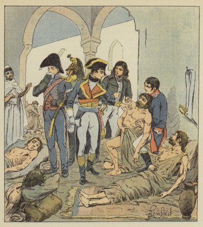 Bonaparte bezoekt de pestlijders van Jaffa door after Louis Charles Bombled