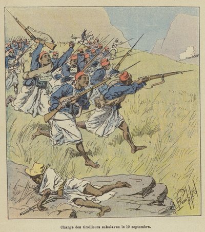 Aanval van de Sakalava scherpschutters op 19 september door after Louis Charles Bombled