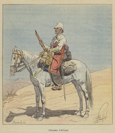 Afrikaanse jager door after Louis Charles Bombled